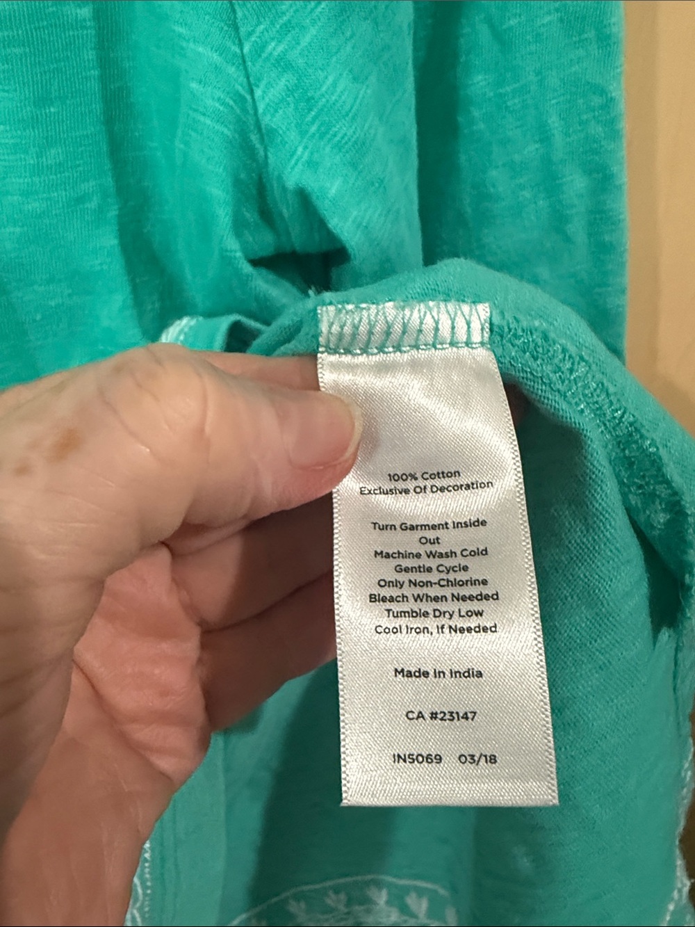 Talbots Turquoise Embroidered V-Notch Tunic - Picture 6 of 8
